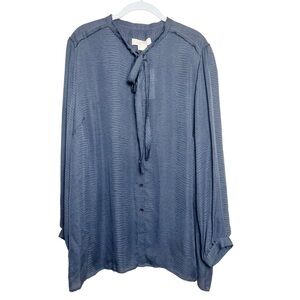 NWT Michael Michael Kors Long Sleeve Snake-Print Blouse Gray Size 2X
